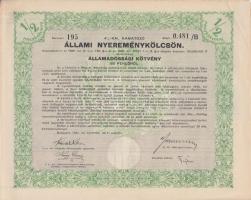 Budapest 1925. Magyar Királyság 5%-kal kamatozó Járadékkölcsön Államadóssági Kötvény 500.000K-ról + ...