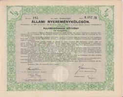 Budapest 1925. Magyar Királyság 5%-kal kamatozó Járadékkölcsön Államadóssági Kötvény 500.000K-ról + ...