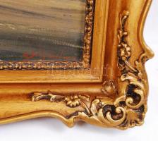 Csókfalvy Sándor: Vitorlások. Olaj, vászon, jelzett, antik keretben, 38×48 cm