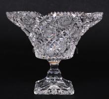 Ólomkristály talpaskínáló, csiszolt, hibátlan, m:16 cm, d:20 cm
