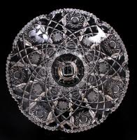 Ólomkristály talpaskínáló, csiszolt, hibátlan, m:16 cm, d:20 cm