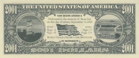 Amerikai Egyesült Államok 2001. "Revenge Promissory Note" emlékbankjegy a terrortámadás ál...