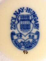 Zsolnay virág mintás váza, kézzel festett, jelzett, hibátlan, m:13 cm / Zsolnay porcelain vase