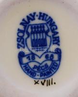 Zsolnay virág mintás mini kaspó pár, kézzel festett, jelzett, hibátlan, m:6 cm (2×)/ Zsolnay porcela...