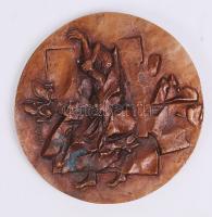 Várhelyi György (1942): Hontalan. Bronz plakett, jelzett, d: 11cm
