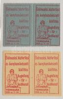 1908 Temesvári élelmezési, háztartási és konyhaművészeti kiállítás 2 klf levélzáró pár