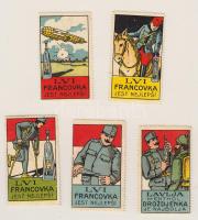 5 klf katonai motívumú cseh ital reklámbélyeg