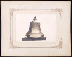 1905 Thury Ferenc: Kőbányai református harangok, 2 db fotó kartonra ragasztva, fotó: 10x14 cm, karto...