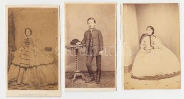 cca 1850-1870 9 db arisztokratákat ábrázoló, jó minőségű fotó klf maygar műtermekből / Vintage photo...