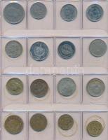 Kis hobbigyűjtemény berakólapon, összesen 64db külföldi fémpénz T:vegyes
Mixed collection of metal w...