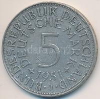 NSZK 1951J 5M Ag T:2 GFR 1951J 5 Mark Ag C:XF