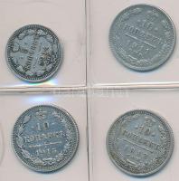 Oroszország 1911/1912/1915. 10k Ag 3db + 1914. 5k Ag T:2 Russia 1911/1912/1915. 10 kopeks Ag 3pcs + 1914. 5 kopeks Ag C:XF