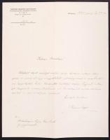 1929 Magyar Lengyel Egyesület levélpapírján Palóczi Edgár kultúrtörténész által írt levél Godziemba ...