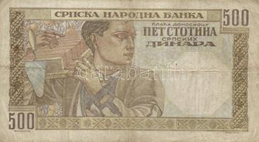 Jugoszlávia 1941. 50D + 1941. 100D felülnyomással + 500D (2x) klf vízjellel + 1942. 500D T:vegyes
Yu...