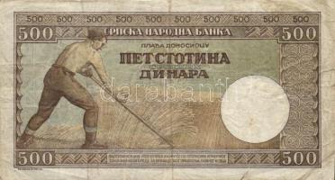 Jugoszlávia 1941. 50D + 1941. 100D felülnyomással + 500D (2x) klf vízjellel + 1942. 500D T:vegyes
Yu...