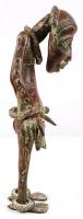 Bronz afrikai(Benin) maszkos férfi, apró repedésekkel, jelzés nélkül, m:34 cm