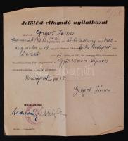 1947 A Szociáldeokrata párt jelölést elfogadó nyilatkozata Kéthly Anna és Marosán György saját kezű aláírásával