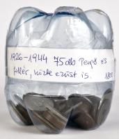 1926-1944. 75db vegyes pengő és fillér, közte ezüstök is T:vegyes