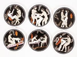 Erotikus porcelán alátétek (6db) és egy erotikus dominó készlet
