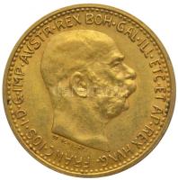 Ausztria 1911. 10K Au "Ferenc József" (3.39g/0.900) T:2 apró ph. Austria 1911. 10 Corona Au "Franz Joseph I" (3.39g/0.900) C:XF small edge