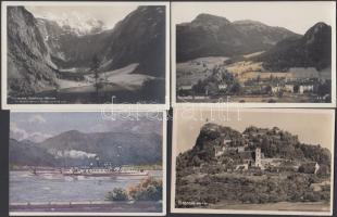 19 db régi képeslap: Neuberg an der Mürz (5), Riegersburg, az osztrák és svájci Alpok (8), egy Budapest, Gyergyói-havasok, és Orsova lap, egy magyar folklórlap és Fáy Aladár Toldy illusztrációja / Neuberg an der Mürz (5), Riegersburg, Austrian and Swiss Alps (8), Budapest, Orsova and Munții Giurgeu, Hungarian folklore card, and Aladár Fáy card