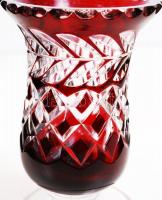 Kristály talpaskehely, rubin vörös, többrétegű, csiszolt, hámozott, hibátlan, m:15 cm /Crystal chali...