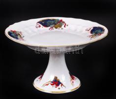 Hollóházi karácsonyi talpas kínáló tál, matricás, jelzett, hibátlan, m:14 cm, d:25 cm