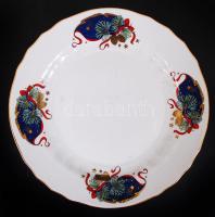 Hollóházi karácsonyi talpas kínáló tál, matricás, jelzett, hibátlan, m:14 cm, d:25 cm