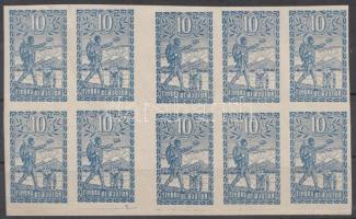 Románia 1914 10 db segélybélyeg összefüggésben ívközéprésszel (enyhén gyűrött bal felső sarok területén)