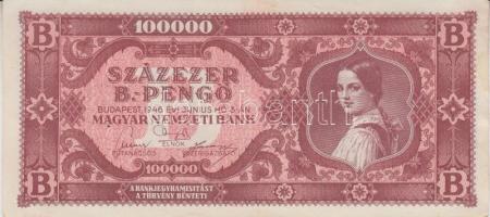 1946. 100.000BP (4x) T:I-,II (hajtatlan, szamárfül, folt)