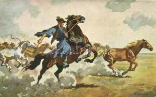 Hungarian folklore, herd, artist signed (EK)