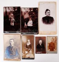 cca 1880-1890 7 db vegyes keményhátú fotó vizitkártya és nagyobb méretű fotó