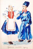 cca 1930 Emlékkönyv sok bejegyzéssel, sok rajzzal