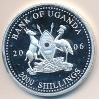 Uganda 2006. 2000Sh Ag "A labdarúgás halhatatlanjainak csarnoka - Anglia 2000-es évek/ David Beckham" T:PP tanúsítvánnyal Uganda 2006. 2000 Shilling Ag "Hall of Fame of football - England 2000s" C:PP