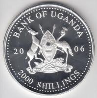 Uganda 2006. 2000Sh Ag "A labdarúgás halhatatlanjainak csarnoka - Magyarország 1960-as évek / Albert Flórián" T:PP Tanúsítvánnyal Uganda 2006. 2000 Shilling Ag "Hall of Fame of football - Hungary 1960s / Albert Flórián" C:PP With certificate