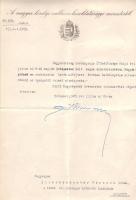 1923 Cím-adományozó levél Klebersberg Kúnó vallás és közoktatási miniszter aláírásával