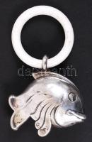 cca 1906 Ezüst (Ag) csörgő karikán, jelzett/ Silver children's rattle on ring, 19,4 g.