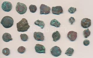 Vegyes átnézetlen, tisztítatlan középkori bronzpénz tétel T:vegyes