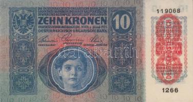 1915. 10K (2x) "Deutschösterreich" felülnyomással és egymásutáni sorszámmal T:I (apró szam...