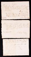 cca 1800 Olaszliszka környéki földbirtokosok által aláírt 3 db magyar nyelvű nyugta