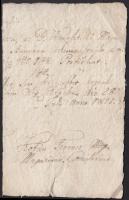 cca 1800 Olaszliszka környéki földbirtokosok által aláírt 3 db magyar nyelvű nyugta