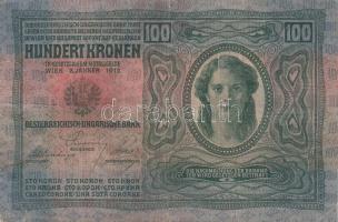 1912. 100K 100 Korona bélyeggel és "NAGYKÁROL" felülbélyegzéssel + 1920. 1000K Madonnás 10...