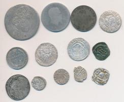 12db vegyes ezüstpénz a középkortól 1912-ig + középkori bronzpénz T:vegyes 12pcs of mixed silver coins from the Middle Ages to 1912 + medieval bronze coin C:mixed