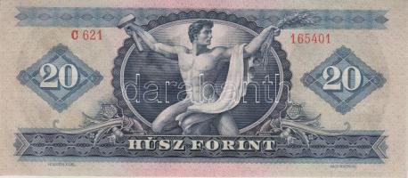 1969. 20Ft (3x) egymásutáni sorszámmal és vízszintes gyári papírránccal T:I