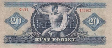 1969. 20Ft (3x) egymásutáni sorszámmal és vízszintes gyári papírránccal T:I