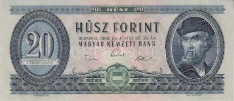 1969. 20Ft (3x) egymásutáni sorszámmal és vízszintes gyári papírránccal T:I