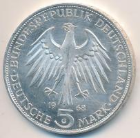 NSZK 1968G 5M Ag "Gutenberg" T:exPP GFR 1968G 5 Mark Ag "Gutenberg" C:exPP Krause KM#122