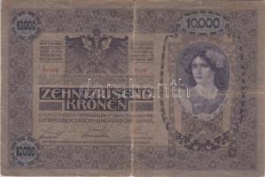 1918. 10.000K áthúzott piros "Magyarország" felülbélyegzéssel T:IV