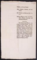 1774 Lista a megmelt behozatali vám alá eső árukról, vízjeles, merített papíron, német nyelven