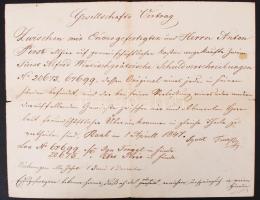 1861 Győr (Raab), 1847-es szerződés másolata adósságlevéllel kapcsolatos ügyben német nyelven.